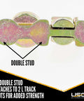 Heavy Duty L Track Double Stud Fitting With Bolt Thread For Pickup Truck And Trailer Instant Tie Down Anchor Points detail view of double stud.