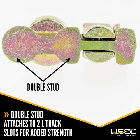 Heavy Duty L Track Double Stud Fitting With Bolt Thread For Pickup Truck And Trailer Instant Tie Down Anchor Points detail view of double stud.