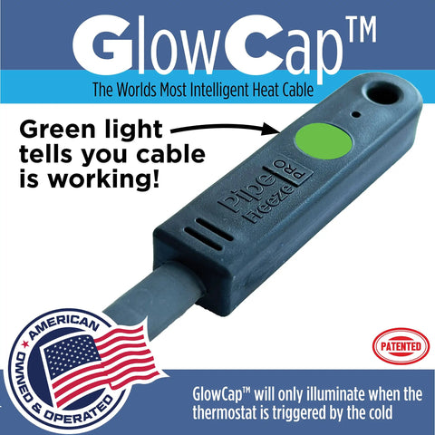 Self Regulating Heat Tape For Water Pipes With GlowCap Built In Thermostat 60 Ft 120V Easy Install No Fuss Heavy Duty