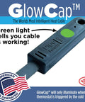 Close-up of GlowCap thermostat showing green light on Intelligent Heat Tape For Water Pipe Freeze Protection 80 ft 120V