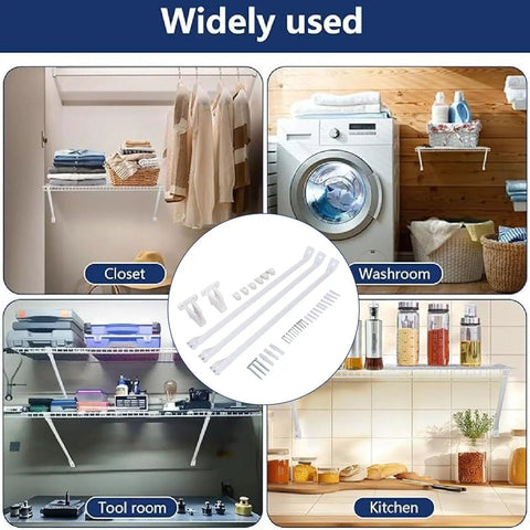 Beefy Heavy Duty Steel Wire Shelf Brackets Set With 6 Clamps And 2 End Brackets For 12 Inch Wire Shelves in various home uses