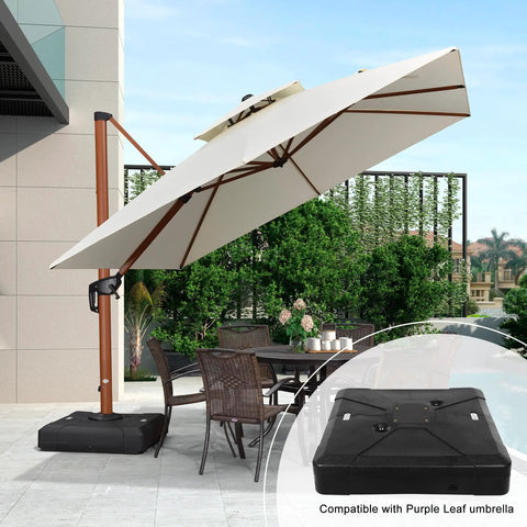 Heavy Duty Cantilever Umbrella Base Weatherproof PP Plastic 32.2 By 32.2 Inches Sand Fillable Up To 50 Percent Then About 220 Lbs