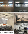 Customer photo showcasing Textured Glass Chandelier With Water Ripple Panels for Dining Room and Kitchen Island.