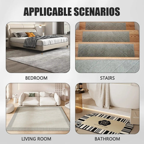 Stay Put Rug Grippers Set 24 Pieces Non Slip Rug Tape For Hardwood Floors And Tiles applicable scenarios in bedroom, stairs, living room, bathroom
