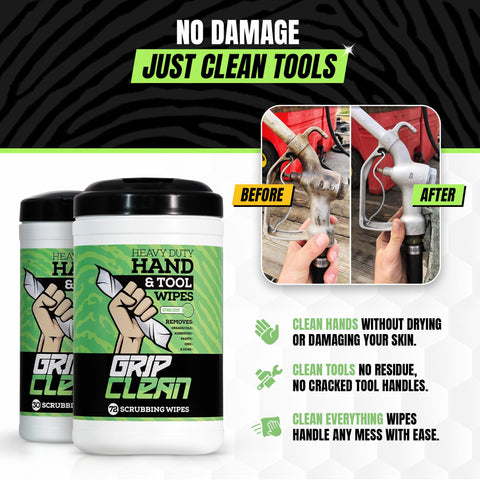 Heavy Duty Hand And Tool Cleaning Wipes Waterless Hand Cleaner For Mechanics Garage And Shop Use with before and after results