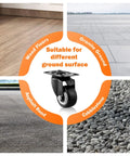 Tough As Nails Heavy Duty Swivel Casters Set Of 16 With Dead Silent PU Wheels suitable for various surfaces like wood, granite, asphalt, cobblestone.