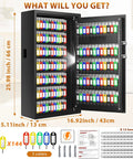 Fireproof 144 Key Safe Cabinet With Wall Mount Anti Theft Key Box With Combination Lock Adjustable Hook Plates And Tags Built Tough Steel Organizer For Home Office And Garage Storage Solution showing colorful tags.