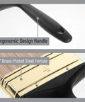 Close-up of ergonomic handle and brass-plated ferrule on 4 Inch Soft Tip Paint Brush For Walls And Trim With Pro Grade Synthetic Bristles