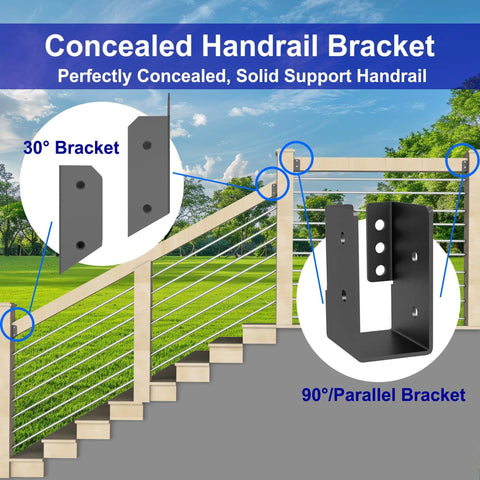 4 Pairs 30 Degree Deck Stair Connectors For Wood Posts 201 Stainless Steel 2x4 Brackets installation example