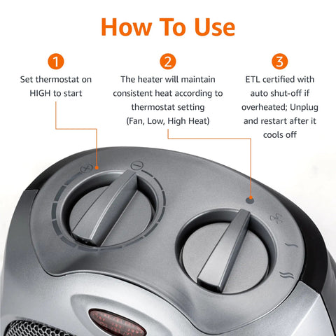 Top view of Tiny But Mighty Ceramic Space Heater Portable Indoor Heating Solution With Overheat And Tip Over Protection Thermostat