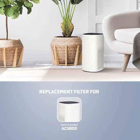 Living room with air purifier compatible with Genuine HEPA Pure Replacement Filter For Air Purifier, Captures 99.97 Percent Pollutants.