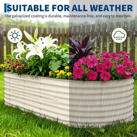 2 Pack 8x4x2 Ft Galvanized Raised Garden Bed Kit With Anti Cut Safety Edges Open Bottom Design Rust Resistant Deep Root Planters
