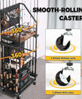 Garage Fishing Rod Holder System With Pegboard Hooks, Holds Up To 12 Rods, Rolling Tackle Cart With Wheels, 3-Tier Gear Storage