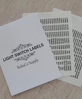 Clear Light Switch Labels Transparent Identifier System For Home And Office Organization Make It A No Brainer To See What Each Switch Does No More Guesswork With These Handy Label Stickers For Your Smart Home Or Workspace, packaging and label sheets visible.