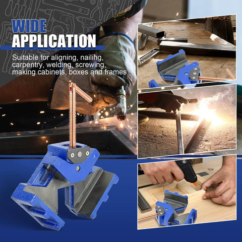 Heavy Duty Cast Iron Welders Angle Clamp For Precise Right Angles Self Centering Two Axis Welding Jig And Fixture in use