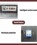 Premium 220V Shrink Tunnel Packaging Machine Heat Shrink Wrapper With Heavy Duty Chain Conveyor Belt For Large Voluminous Products Industrial Grade Quality, detailed control panel and overload protector display.