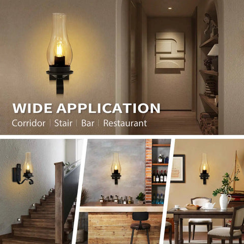 Cozy Farmhouse Style Wall Sconces Set Of Two LED Bulb Included displayed in various indoor settings