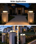Hella Stylish Modern 15.75 Inch Flat Surface Pillar Lights For Outdoor Porch Deck Post with soft candle glow illuminating pathway