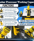 INTBUYING 3 In 1 Electric Hydraulic Busbar Processor Cutter Bender Hole Puncher Tool 20 Ton Force with detailed function specs.
