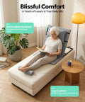 Heavy Duty Electric Lifting Backrest With Adjustable Angle For Hospital Beds fits elderly reading on a chaise lounge with cushions.