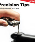 Using Compact 10 Function Bike Tool Kit, Heavy Duty Bicycle Multi Tool on bike stem for precision adjustments.