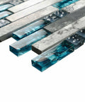 Dope Teal Blue Crystal Glass And Gray Marble Mosaic Tile Interlocking Sheets For Bathroom Walls Kitchen Backsplash And Fireplace Decor 12x12 Inch Mesh Backed Glass Stone Tile Set Durable Moisture Resistant Finish 5 Sq Ft