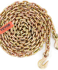 Three Eighth Inch 20 Ft G80 Transport Tow Chain With Grab Hooks 7100 Lbs Working Load Limit Heavy Duty Chain For Towing