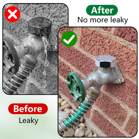Two Pack Vacuum Breaker Repair Kit For Outside Faucets, Stainless Steel Anti Siphon Frost Free Sillcock Valves Replacement before and after leak repair
