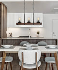 Farmhouse Chandelier Dope 3 Light Kitchen Island Lighting Metal Wood Frame With Glass Globes Rustic Pendant Fixture in kitchen