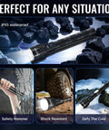 High Lumens Rechargeable LED Flashlights 2 Pack With Zoomable Beam And LCD Display 5 Modes Long Range Tactical Lights