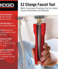 Hands using No Fuss Under Sink Faucet Install And Removal Wrench With 6 Sided Cube Insert For Five Eighths to One Inch Nuts