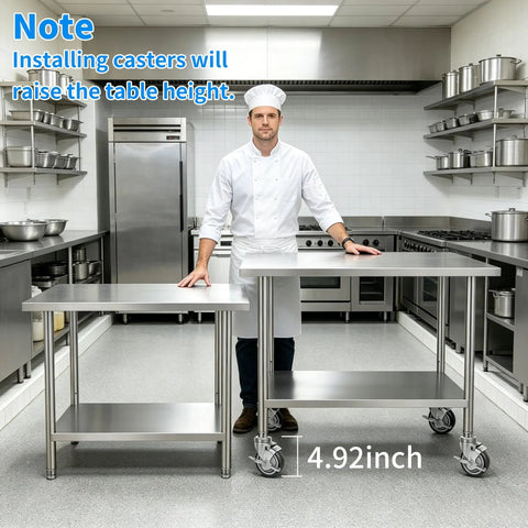 Top Notch Heavy Duty 4 Inch Swivel Caster Wheels With Side Brake Locks Expanding Stem Fits Pipe Legs on kitchen tables.