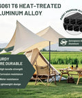 Heavy Duty Adjustable Tarp Poles, 9.2ft Aviation Aluminum Telescoping Tent Poles with canopy setup in outdoor scene
