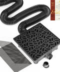 Gutter Downspout Extensions With 12x12 Catch Basin, Low Profile Design, Flexible Pipe Extends From 2.5ft To 8.2ft shown with accessories