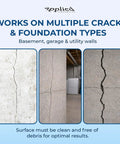 Image showing concrete cracks in basement, garage, and utility walls. Used with 10 Ft Fast Set Concrete Crack Repair Kit With Polyurethane Injection System For Foundation And Basement Walls, Waterproof Sealant, Concrete Filler, Easy Home Fix For Leaks And Cracks, Long Lasting Structural Strength.
