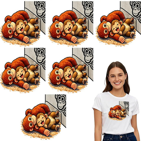 Six Pack Dope Cute Baby Monkey Punchs Team DTF Transfers For T Shirts And DIY Clothing Ready To Press Heat Transfer Stickers 7x7