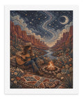 Paint By Numbers Kit For Adults Beginner Guitar Desert Camp Set With Frameless Canvas depicts a desert scene with a musician by a campfire.