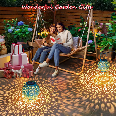 Teal Blue Solar Lantern Outdoor Garden Light 7.9 Inch Waterproof Metal Table Lamp Auto On Off For Patio Yard Decor Gift