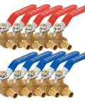 10 Pack 1/2 Inch PEX Brass Full Port Shut Off Ball Valve Hot And Cold Quarter Turn Red Blue Water Stop Valve For Residential Plumbing