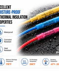 Blue Heat Shrink Butt Connectors 100 Pack 16 Thru 14 Awg Beefy Copper Crimp Wire Splices with moisture-proof insulation.