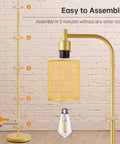 Assembly guide for Tall Gold Floor Lamp With Iron Mesh Lampshade 67 Inch LED Standing Lamp Brass Base 6W Energy Efficient