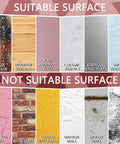 Suitable and not suitable surfaces for Rose Gold Home Wall Mirror Decal 30 Piece Set With HOME Letters And Round Acrylic Stickers