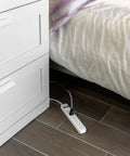 Six Outlet Surge Protector Power Strip With A 2 Ft Cord, 450 Joules Surge Protection, Wall Mount Design, under bed in home office