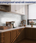 Peel And Stick White And Gray Wood Shiplap Wallpaper 17.7 By 118 Inches Self Adhesive Removable Wall Covering in kitchen view