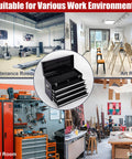 Heavy Duty 21 Inch Freestanding Tool Chest With Auto Locking Ball Bearing Slides in various work environments, versatile storage solution.