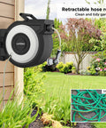 Retractable Garden Hose Reel 100Ft Wall Mount Heavy Duty Auto Rewind With Brass Fittings Leak Resistant 300 PSI Includes 2 Nozzles