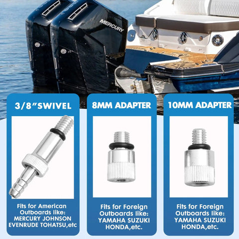 Marine Lower Unit Gear Oil Pump With Spill Free Transfer For Quart Bottles, Three Eighths Inch Swivel, 8mm And 10mm Adapters