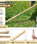 Person holding 2 Pack 54 To 55 Inch Solid Wood Garden Tool Replacement Handles For Digging Fork Spade And Shovel Rake Fits 1.38 To 1.77 Inch Diameter Pro Grade Durable Ash Wood With Moisture Resistant Finish in garden setting.