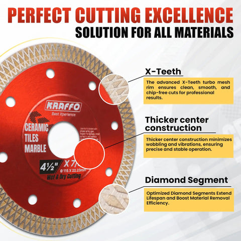 Four And A Half Inch Tile Cutting Diamond Blade Set Three Pack With Two Lock Nuts For Porcelain Ceramic Marble And Granite