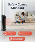 1500W Ceramic Tower Space Heater With Remote, Thermostat, Timer And Wide Oscillation in living room with child